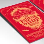 Customizable 2026 barber shop poster in PSD format with high-definition textures, organized Photoshop layers, and premium haircut imagery placeholders.