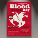 A professional Blood Donor Day Flyer PSD Template for 2026 featuring a clean medical theme, compassionate heart graphics, and bold modern typography.