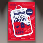 A professional Blood Drive Day Flyer PSD Template for 2026 featuring a clean medical layout, vibrant red accents, and high-impact community-focused typography.