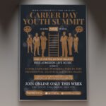 A professional Career Day Summit Flyer PSD Template for 2026 featuring an elite corporate layout, architectural design elements, and high-status business typography.