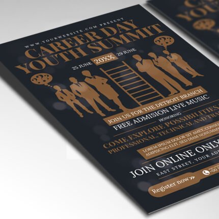 Customizable 2026 recruitment summit poster in PSD format with high-definition textures, organized Photoshop layers, and premium speaker profile placeholders.