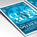 Customizable 2026 graduation party poster in PSD format with high-definition metallic textures, organized Photoshop layers, and premium senior photo placeholders.