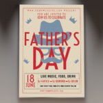 A professional Father's Day Event Flyer PSD Template for 2026 with classic masculine textures, warm cinematic lighting, and elegant modern typography.