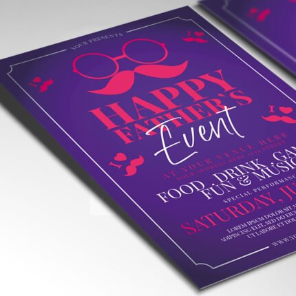 Customizable 2026 Father's Day holiday poster in PSD format with high-definition textures, organized Photoshop layers, and premium lifestyle image placeholders.