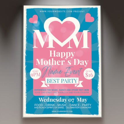 A professional Happy Mom's Day Flyer PSD Template for 2026 featuring a sophisticated floral aesthetic, soft pastel colors, and elegant serif typography.
