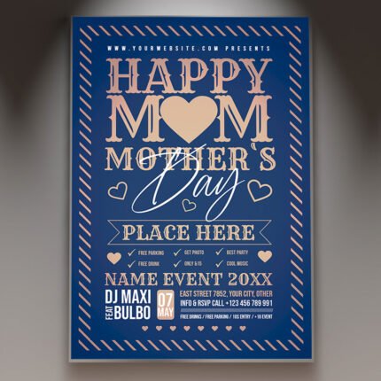A professional Happy Mother's Day Flyer PSD Template for 2026 featuring a sophisticated floral aesthetic, soft pastel colors, and elegant serif typography.