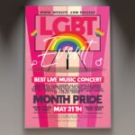 A professional LGBT Event Pride Flyer PSD Template for 2026 featuring a vibrant rainbow aesthetic, cinematic lighting, and bold inclusive typography.
