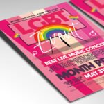 Customizable 2026 Pride festival poster in PSD format with high-definition spectrum textures, organized Photoshop layers, and premium performer placeholders.