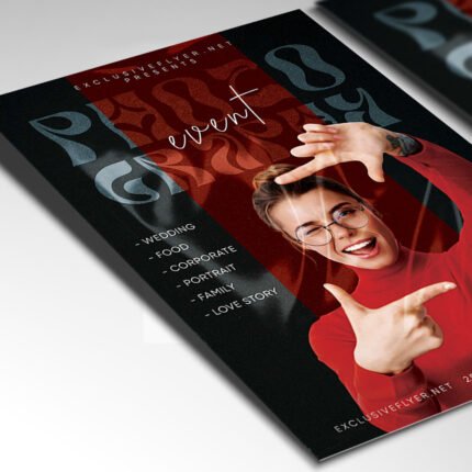 Customizable 2026 photo event poster in PSD format with high-definition artistic textures, organized layers, and creative image placeholders for professional portfolios.