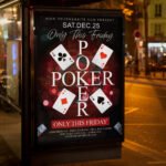 An eye-catching "Poker Night 2026" invitation design showing sharp 300 DPI resolution and a high-status layout for casinos and private gaming clubs.