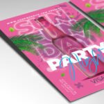 Customizable 2026 day-party poster in PSD format with high-definition tropical textures, organized Photoshop layers, and premium drink-special placeholders.