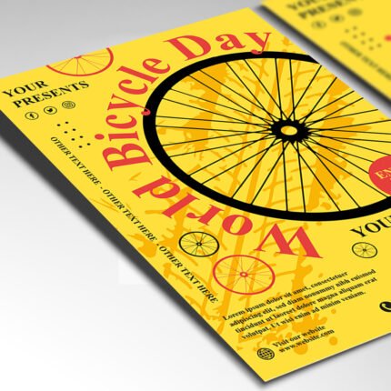 Customizable 2026 cycling event poster in PSD format with high-definition textures, organized Photoshop layers, and premium bicycle imagery placeholders.