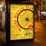 An eye-catching "Bicycle Day 2026" invitation design showing sharp 300 DPI resolution and a high-status layout for community rides and environmental awareness.