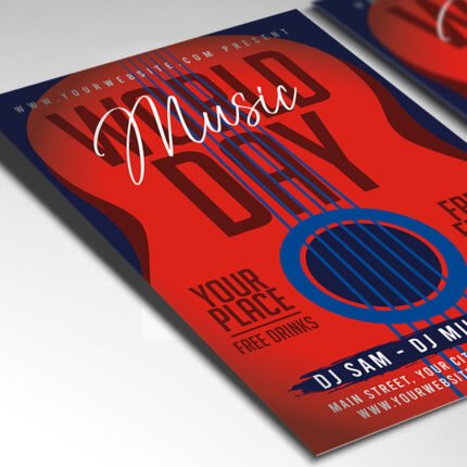 Customizable 2026 concert poster in PSD format with high-definition instrument graphics, organized Photoshop layers, and premium performer image placeholders.