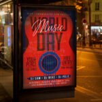 An eye-catching "World Music Day 2026" festival invitation design showing sharp 300 DPI resolution and a high-status layout for street gigs and club events.