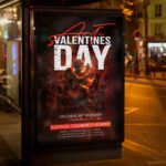 An eye-catching "Anti-Valentine's Day" invitation flyer template displaying sharp 300 DPI resolution, provocative design motifs, and professional nightlife industry aesthetics.
