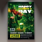 A professional Beer Patrick Event 2027 Flyer Template featuring foaming beer mugs, vibrant emerald shamrocks, and cinematic festive lighting.