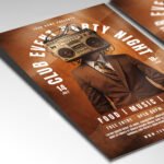 Customizable 2027 club party poster in PSD format with deep dark backgrounds, organized Photoshop layers, and premium VIP venue placeholders.