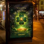 An eye-catching "Happy St. Patrick Day 2027" invitation flyer displaying sharp 300 DPI print quality, bold display fonts, and premium festive graphics.
