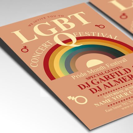 Customizable 2026 Pride Month event poster in PSD format with high-definition rainbow textures, organized Photoshop layers, and premium community photography placeholders.