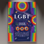 A professional LGBTQ Pride Flyer PSD Template for 2026 featuring vibrant rainbow spectrum effects, cinematic lighting, and bold inclusive typography.