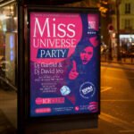 An eye-catching "Miss Universe Coronation 2026" invitation design showing sharp 300 DPI resolution and a high-status layout for fashion galas and pageants.