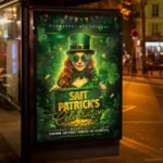 An eye-catching "Patrick's Celebration 2027" invitation flyer showing sharp 300 DPI print-ready quality, modern bold display fonts, and premium holiday aesthetics.