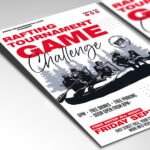 Customizable 2026 rafting competition poster in PSD format with high-definition water splash textures, organized Photoshop layers, and premium athlete placeholders.