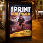 An eye-catching "Run Walk 2026" event invitation design showing sharp 300 DPI resolution and a high-status layout for marathon, 5K, and charity walk events.