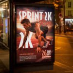 An eye-catching "Sprint Run" invitation design showing sharp 300 DPI resolution and a high-status layout for championship track meets and speed training clinics.