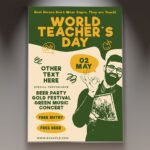 A professional Teachers Day Flyer PSD Template for 2026 featuring a sophisticated academic aesthetic, warm cinematic lighting, and elegant education-themed graphics.