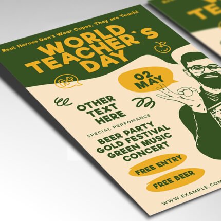 Customizable 2026 Teacher Appreciation event poster in PSD format with high-definition book and school motifs, organized Photoshop layers, and premium award placeholders.