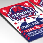 Customizable 2026 Cornhole competition poster in PSD format with high-definition lighting effects, organized Photoshop layers, and premium prize pool placeholders.