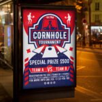 An eye-catching "Ultra Cornhole Championship 2026" invitation design showing sharp 300 DPI resolution and a high-status layout for sports bars and outdoor festivals.