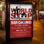 An eye-catching "World No Tobacco Day 2026" invitation design showing sharp 300 DPI resolution and a high-status layout for clinics and community workshops.
