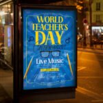 An eye-catching "World Teachers Day 2026" invitation design showing sharp 300 DPI resolution and a high-status layout for international schools and global galas.