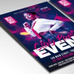 Customizable club party poster in PSD format with deep atmospheric gradients, organized Photoshop layers, and premium VIP venue placeholders.