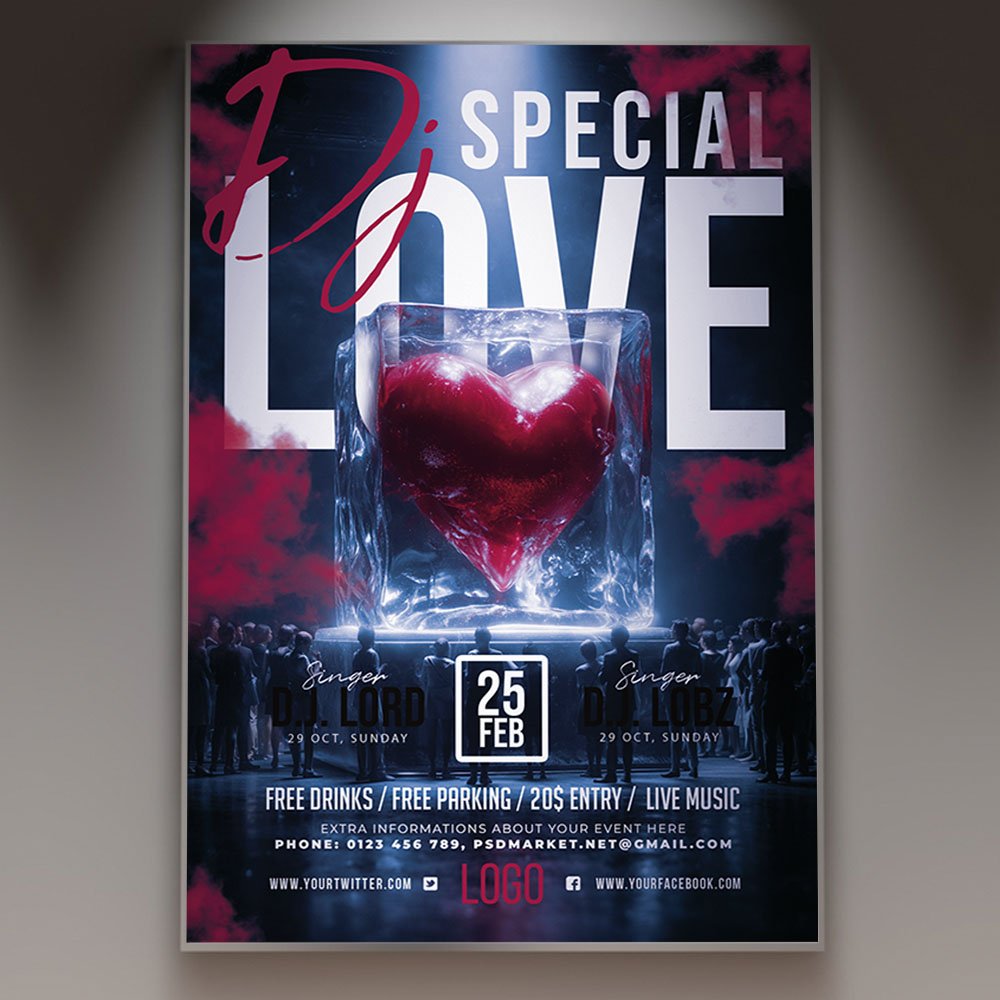 special-dj-love-flyer-psd-template-1 A professional Special DJ Love Flyer PSD Template featuring a blend of nightlife energy, romantic heart motifs, and modern, sleek typography.