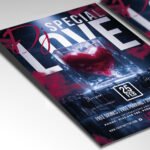 Customizable DJ and love-themed party poster in PSD format with metallic textures, organized Photoshop layers, and premium artist photo placeholders.