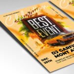 Customizable club night poster in PSD format with atmospheric lighting, organized Photoshop layers, and premium artist photo placeholders.