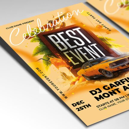 Customizable club night poster in PSD format with atmospheric lighting, organized Photoshop layers, and premium artist photo placeholders.