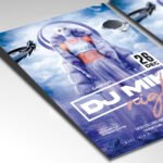 Customizable 2027 DJ music event poster in PSD format with sharp atmospheric lighting, organized Photoshop layers, and premium artist photo placeholders.