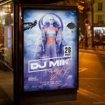 An eye-catching "DJ Mix 2027" invitation flyer template showing sharp 300 DPI resolution, professional music aesthetic, and high-impact contemporary design.
