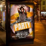 An eye-catching "Night Party" invitation flyer template showing sharp 300 DPI resolution, professional nightlife aesthetic, and modern high-impact design.