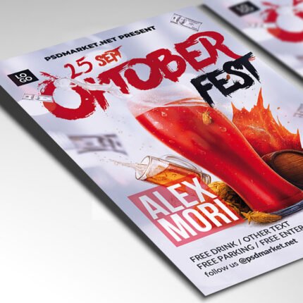 Customizable beer festival event poster in PSD format with authentic design details, organized Photoshop layers, and premium placeholders for event details.