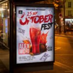 An eye-catching "Oktoberfest" invitation flyer template showing sharp 300 DPI resolution, professional pub aesthetic, and high-impact festival design.