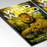 Customizable underground party poster in PSD format with distorted design elements, organized Photoshop layers, and premium artist photo placeholders.