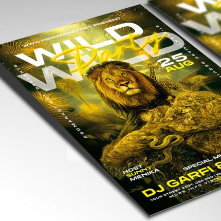 Customizable underground party poster in PSD format with distorted design elements, organized Photoshop layers, and premium artist photo placeholders.