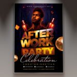 An eye-catching "After Work Party" invitation flyer template showing sharp 300 DPI resolution, professional social aesthetic, and high-impact design.