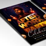 Customizable corporate mixer poster in PSD format with stylish design details, organized Photoshop layers, and premium event info placeholders.